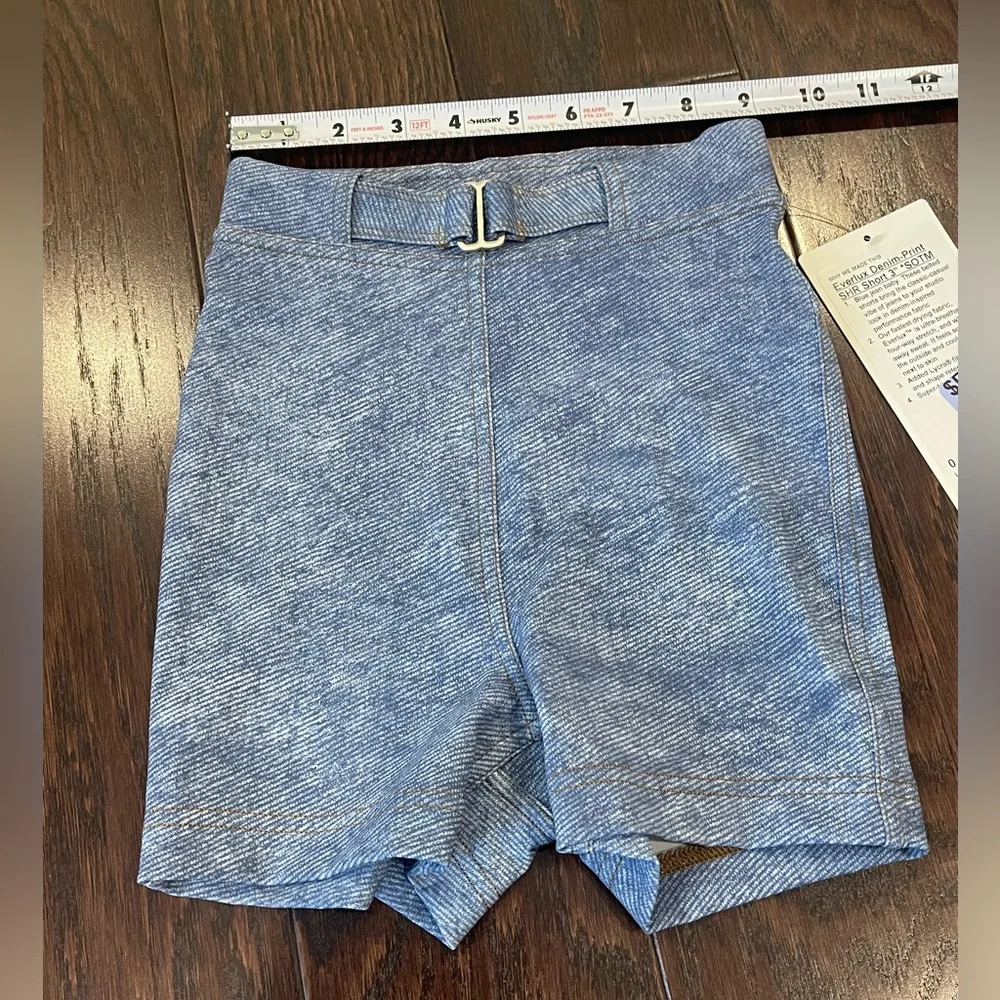 LULULEMON Everlux Denim-Print Short 3"Denim Women Size 0 NEW - Picture 5 of 10